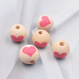 20pcs Heart-Shaped Wooden Beads 16mm Colorful Love Loose Beads