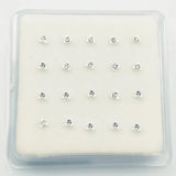 20pcs 925 Sterling Silver Triangle Nose Studs with Clear Crystal