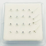 20pcs 925 Sterling Silver Triangle Nose Studs with Clear Crystal
