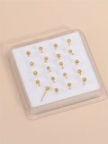 20pcs Nose Rings Studs Round Beads Body Piercing Jewelry Earrings