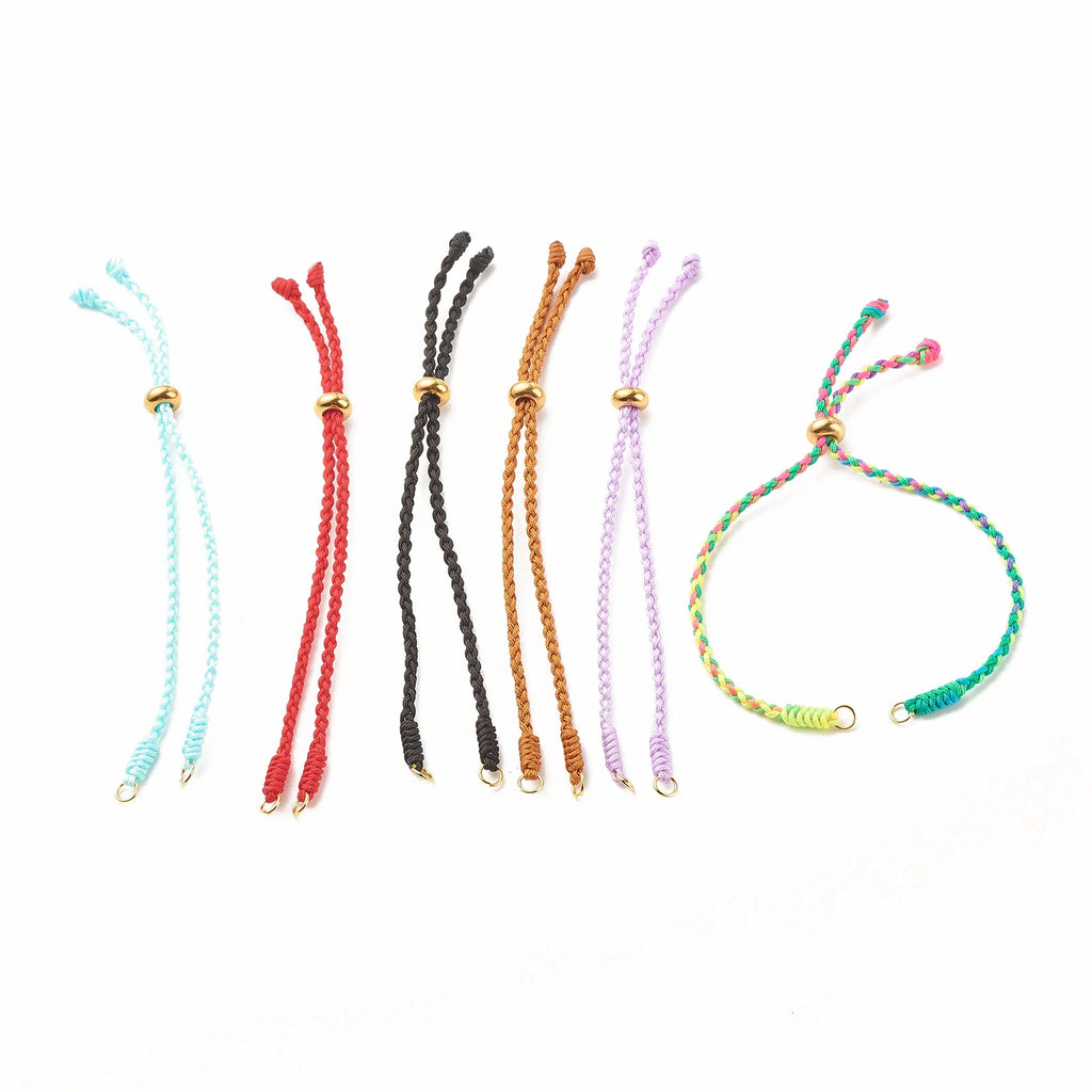 20pcs Colorful Nylon Thread Braided Bracelet Cord with Stopper Bead