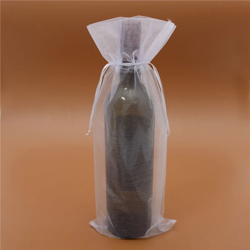 20pcs Organza Wine Bags Olive Wine Bottle Covers Packaging Bag Drawstring