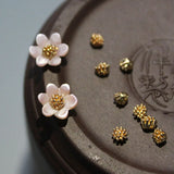 20pcs 4mm Copper Flower Buds Jewelry DIY Earrings Brooch Beads Women Making