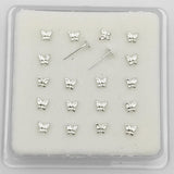 20pcs 925 Silver Nose Pin Stud Butterfly Shape Nostril Piercing Jewelry