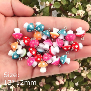 20pcs Mushroom Resin Charms for DIY Jewelry Making