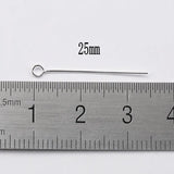 20pcs 25mm 925 Sterling Silver Eye Head Pins for Earrings Jewelry Findings