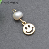 20pcs 8x20mm Smiley Face Charms Nickel Plated Pearl Beads DIY Jewelry Making