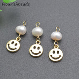 20pcs 8x20mm Smiley Face Charms Nickel Plated Pearl Beads DIY Jewelry Making