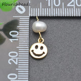 20pcs 8x20mm Smiley Face Charms Nickel Plated Pearl Beads DIY Jewelry Making