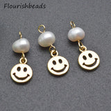 20pcs 8x20mm Smiley Face Charms Nickel Plated Pearl Beads DIY Jewelry Making