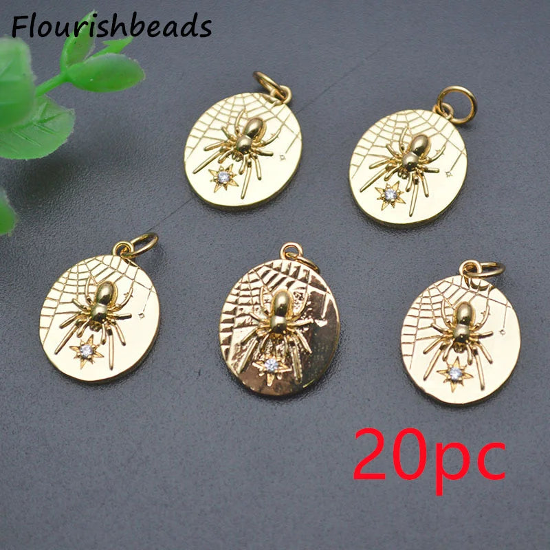 20pcs High Nickel Plated CZ Pave Oval Brass Charms for DIY Jewelry