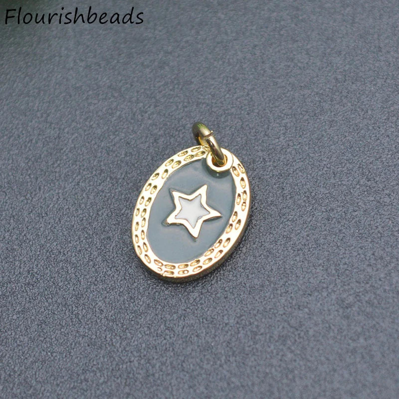 20pcs Nickel Colorful Enamel Oval Star Metal Charms Lot