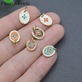 20pcs Enamel Oval Flower Metal Charms for Diy Jewelry Making