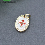 20pcs Enamel Oval Flower Metal Charms for Diy Jewelry Making