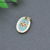 20pcs Enamel Oval Flower Metal Charms for Diy Jewelry Making