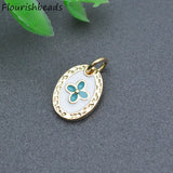20pcs Enamel Oval Flower Metal Charms for Diy Jewelry Making