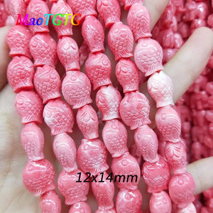 20pcs Pink Fish Shape Coral Beads for Jewelry Making Necklace Bracelet