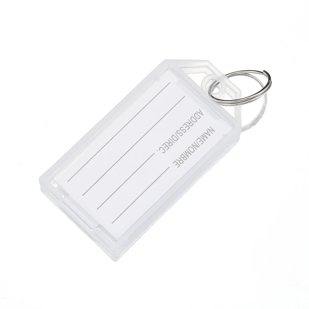 20pcs Plastic Key Tags with Flap Label Window Strong Split Ring
