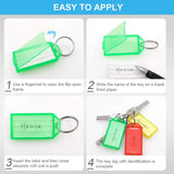 20pcs Plastic Key Tags with Flap Label Window Strong Split Ring