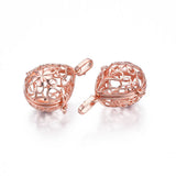 20pcs Brass Hollow Locket Pendants Teardrop with Flower Charms