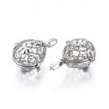 20pcs Brass Hollow Locket Pendants Teardrop with Flower Charms