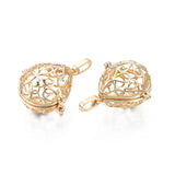 20pcs Brass Hollow Locket Pendants Teardrop with Flower Charms