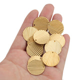 20pcs Raw Brass 21x21mm Round Charms Pendant Fan Shaped Pleated Leaf Earrings
