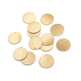 20pcs Raw Brass 21x21mm Round Charms Pendant Fan Shaped Pleated Leaf Earrings