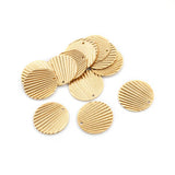20pcs Raw Brass 21x21mm Round Charms Pendant Fan Shaped Pleated Leaf Earrings