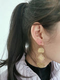 20pcs Raw Brass 28x14mm Fan Leaf Charm Pendant for Earrings Making