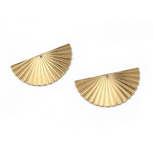 20pcs Raw Brass 28x14mm Fan Leaf Charm Pendant for Earrings Making