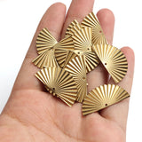 20pcs Raw Brass 28x14mm Fan Leaf Charm Pendant for Earrings Making