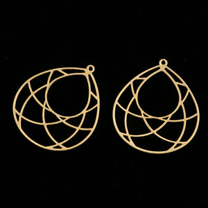 20pcs Raw Brass Filigree Water Drop Star Pendants DIY Jewelry Findings