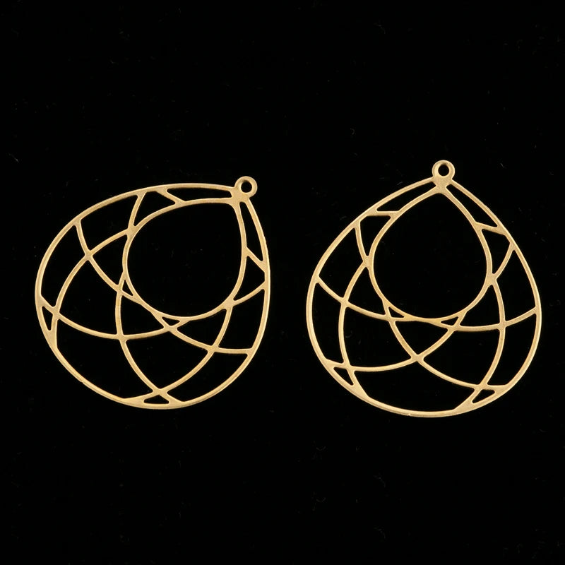 20pcs Raw Brass Filigree Water Drop Star Pendants DIY Jewelry Findings