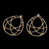 20pcs Raw Brass Filigree Water Drop Star Pendants DIY Jewelry Findings