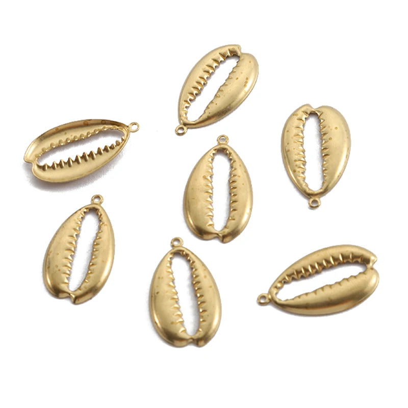 20pcs Raw Brass Conch Shell Charm Cowries Mouth Charms