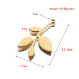 20pcs Raw Brass Branch Leaf Charms for DIY Jewelry Making