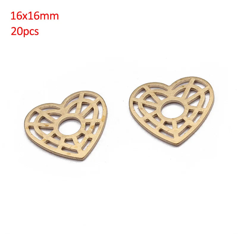 20pcs Raw Brass Hollow Heart Triangle Charms Pendant DIY Jewelry Making