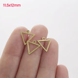 20pcs Raw Brass Mini Triangle Charms Geometric Pendants for Earrings