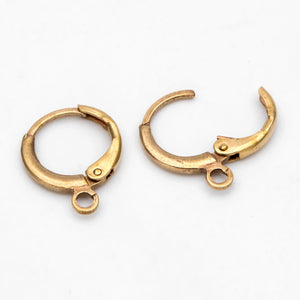 20pcs Raw Brass Round Leverback Earrings, Ear Hooks (RB-312)