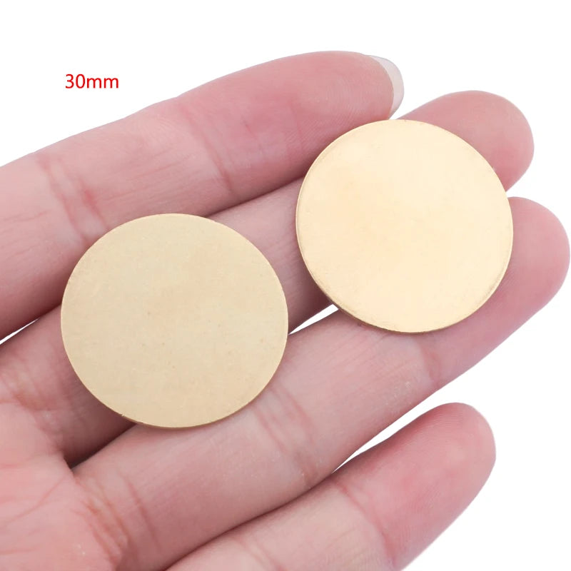 20pcs Raw Brass Round Stamping Blank Tag Disc Charms Plate Jewelry Findings