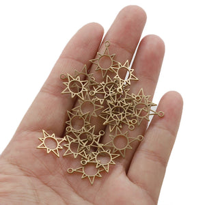 20pcs Raw Brass Sun Charm Pendant Mini Sun Charms For DIY Earrings