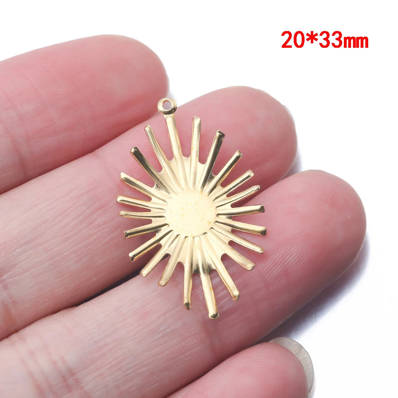20pcs Raw Brass Sun Flower Charms Bohemian Earrings Pendants