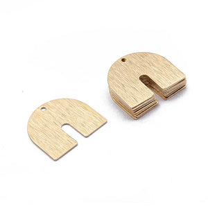 20pcs Raw Brass Textured U Shape Pendant Charms Necklace Earrings DIY Crafts