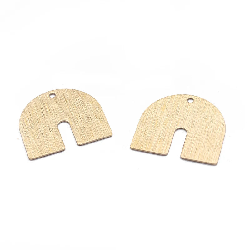 20pcs Raw Brass Textured U Shape Pendant Charms Necklace Earrings DIY Crafts