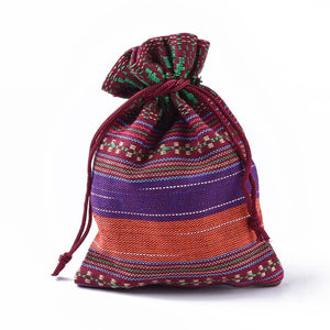 20pcs Ethnic Style Cotton Pouches Drawstring Bag for Gifts Shopping Storage