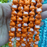 20pcs Red Rabbit Head Ceramic Beads 12mm Jewelry Making DIY Accessorie