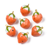 20pcs Red Strawberry Ceramic Pendant Charms for DIY Jewelry Making
