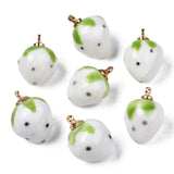 20pcs Red Strawberry Ceramic Pendant Charms for DIY Jewelry Making