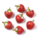 20pcs Red Strawberry Ceramic Pendant Charms for DIY Jewelry Making